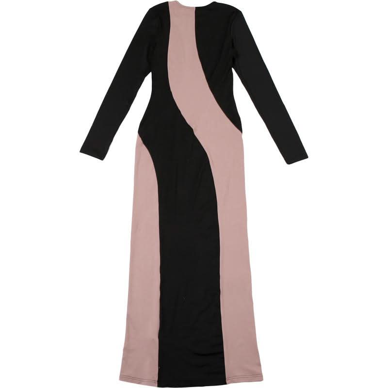 Long sleeve patchwork maxi dress