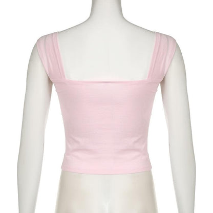 Lace hem ruched ribbon 2-way cami top