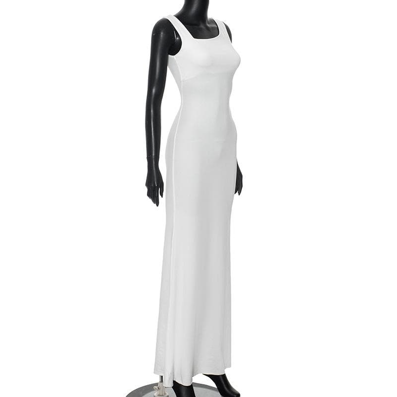 Sleeveless solid irregular maxi dress