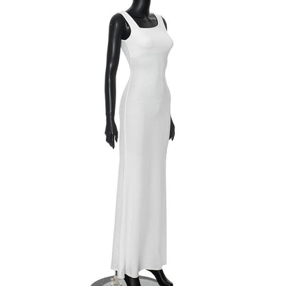 Sleeveless solid irregular maxi dress