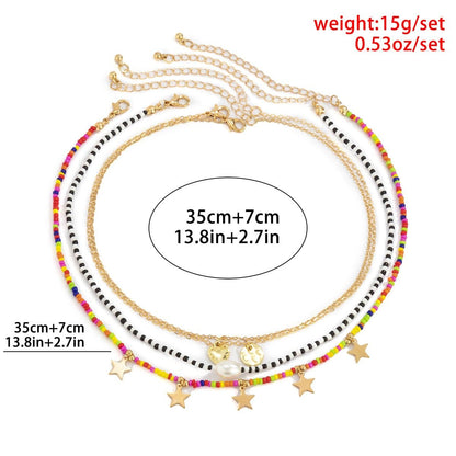 Multicolor 4 pcs star choker necklace