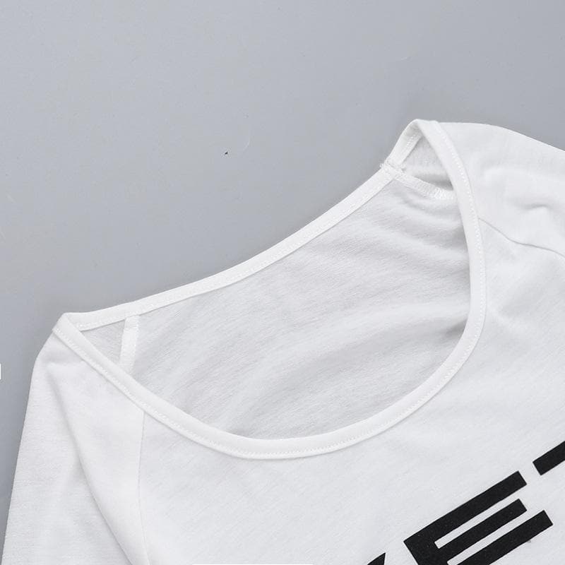 Long sleeve “WET” print u neck top