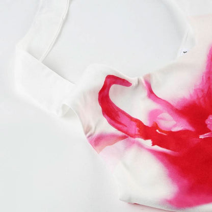 Halter flower print backless top