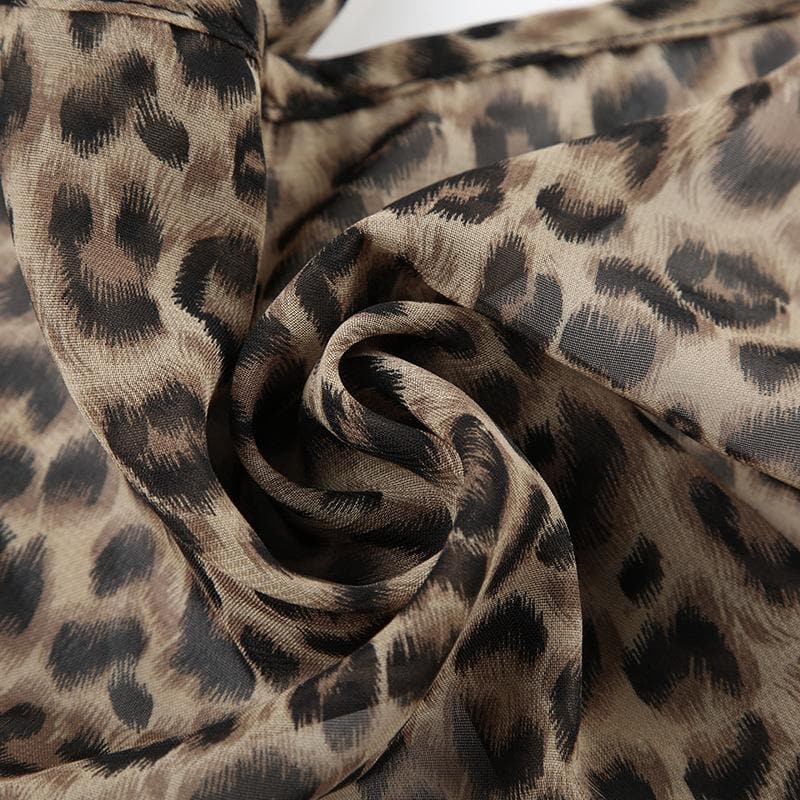 Halter leopard print ruffle chiffon top