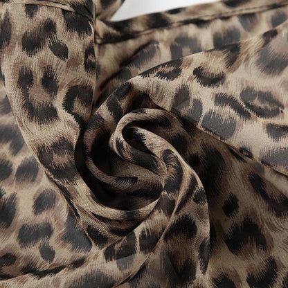Halter leopard print ruffle chiffon top