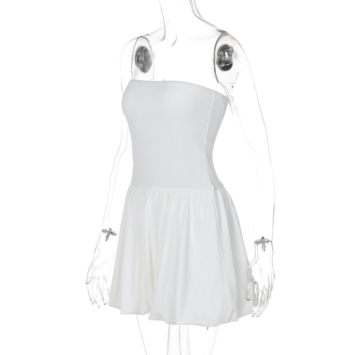 Backless solid A-line tube mini dress