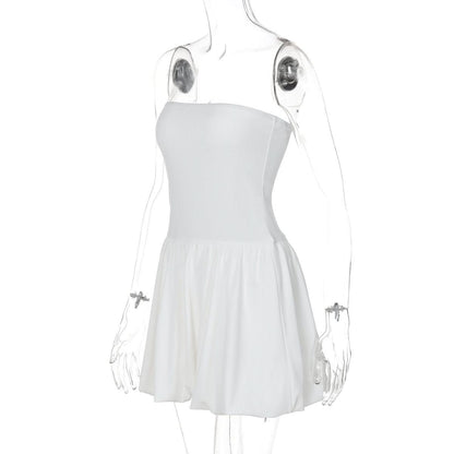 Backless solid A-line tube mini dress