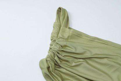 One shoulder ruched hollow out mesh cut out maxi dress