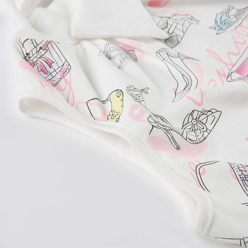 Sleeveless bowknot print crop top