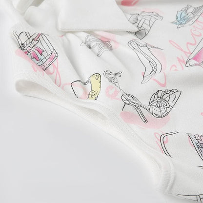 Sleeveless bowknot print crop top