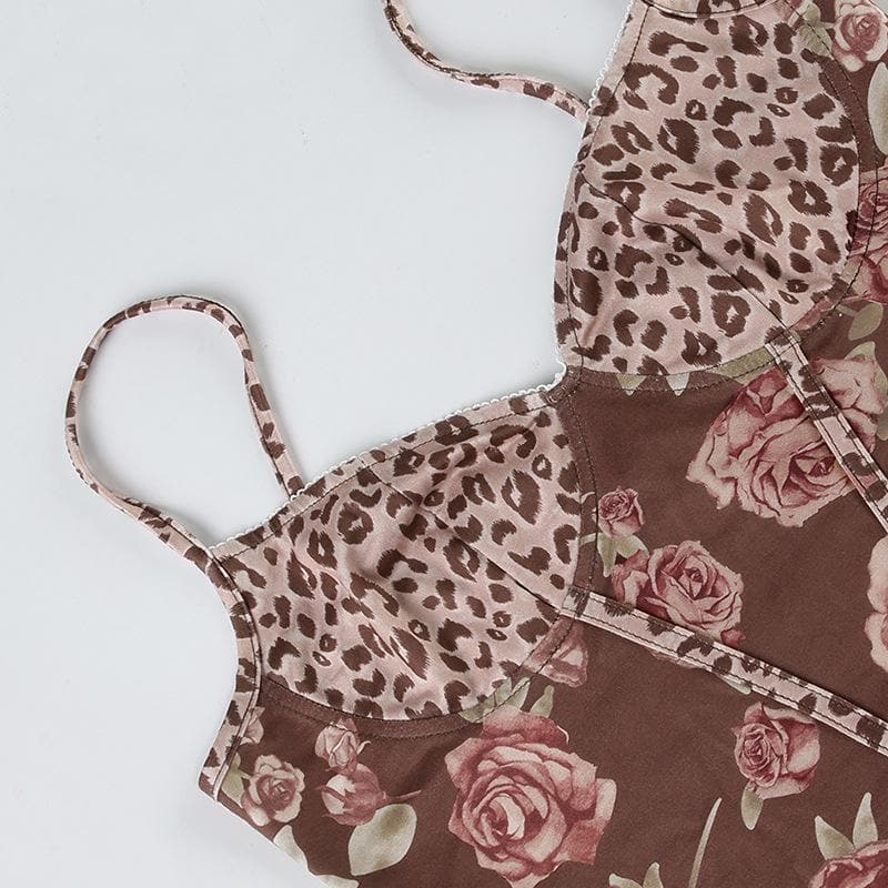Flower print backless cami top