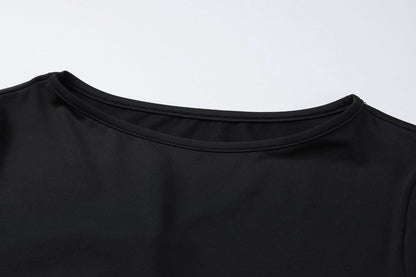 Long sleeve crewneck mesh patchwork maxi dress