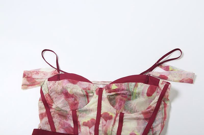 Sweetheart neck off shoulder bustier contrast cami top