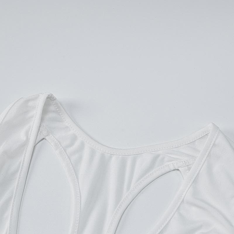 Hollow out long sleeve solid gloves u neck cut out maxi dress