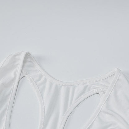 Hollow out long sleeve solid gloves u neck cut out maxi dress