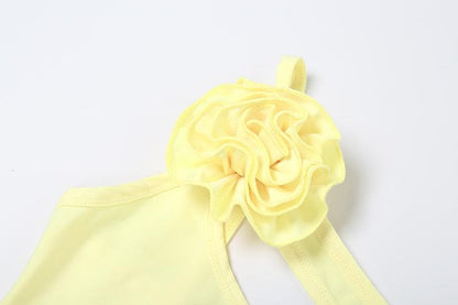 Hollow out rose applique solid cami cut out maxi dress