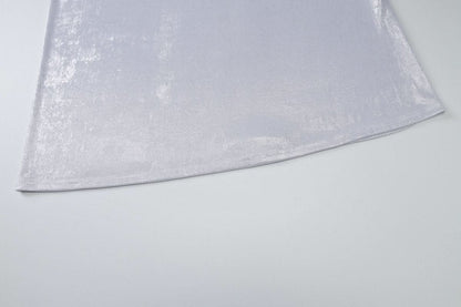 U neck metallic ruched backless cami maxi dress