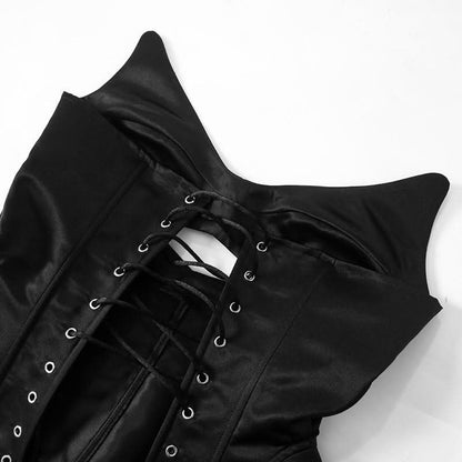 V neck corset lace up hollow out cut out top