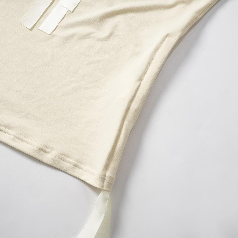 Bowknot ribbon drawstring ruched sleeveless top