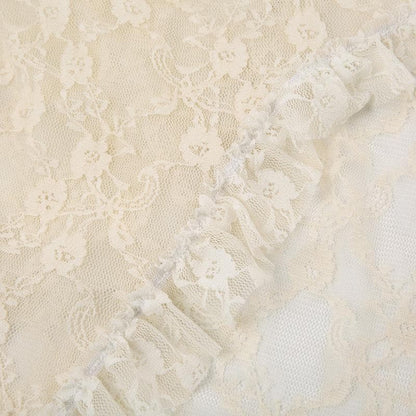 Irregular lace ruffle solid midi skirt