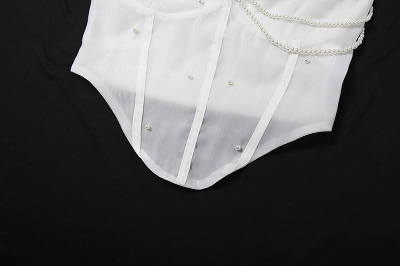 Halter beaded backless solid top