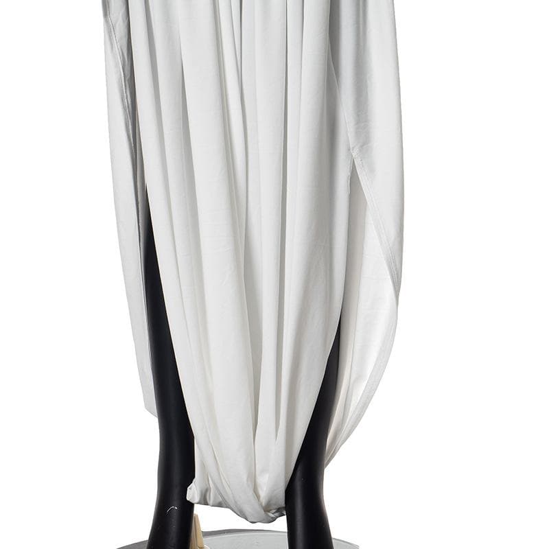 U neck ruched high slit backless cami maxi dress