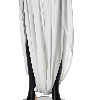 U neck ruched high slit backless cami maxi dress