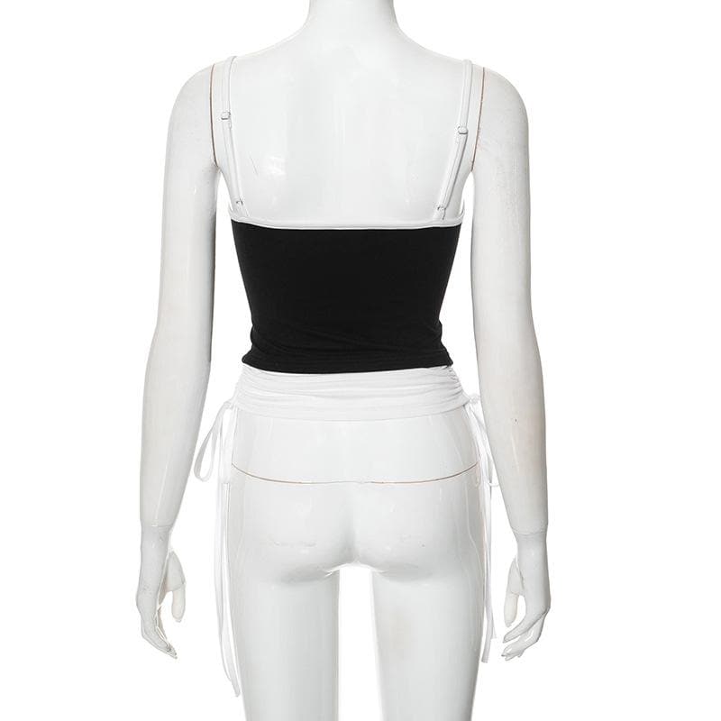 Drawstring ruched self tie cami crop top