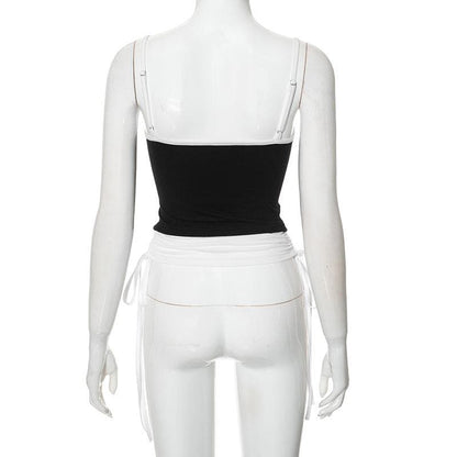 Drawstring ruched self tie cami crop top