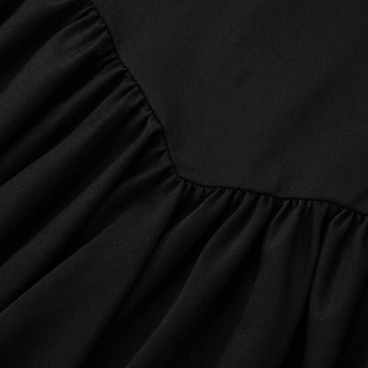 Long sleeve ruched solid mini dress