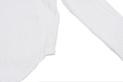 Textured u neck solid long sleeve corset crop top