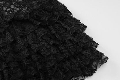 Lace ruffle bowknot tube romper