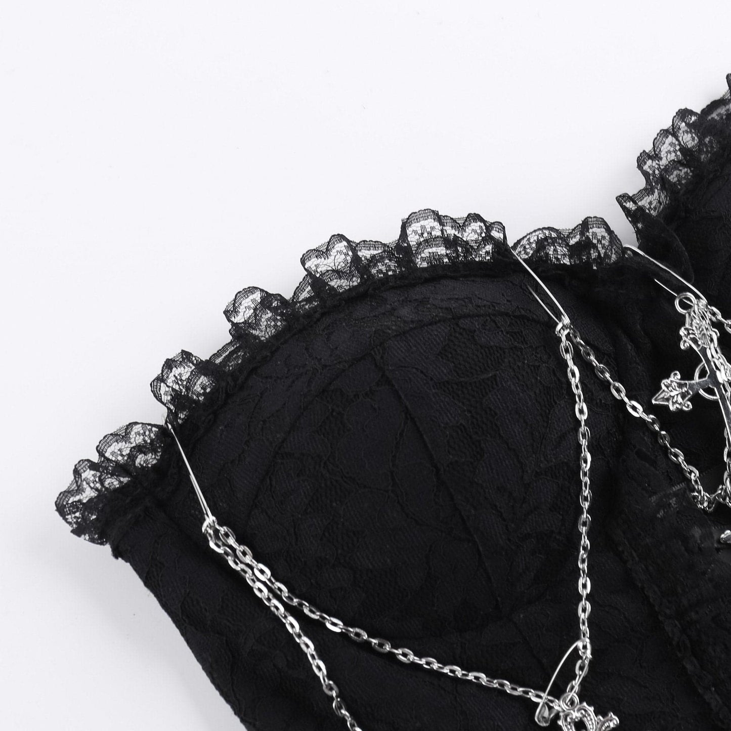 Metal chain lace up sweetheart neck tube top