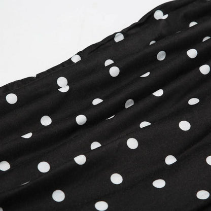 Polka dot off shoulder long sleeve ruched top