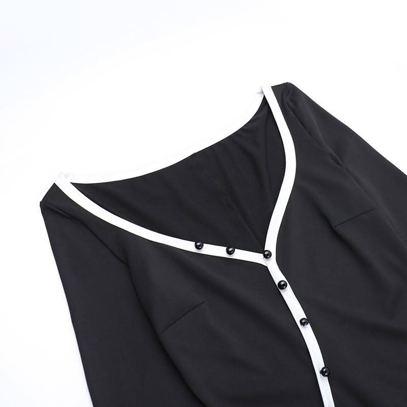 Long flared sleeve v neck button slit ruffle maxi dress