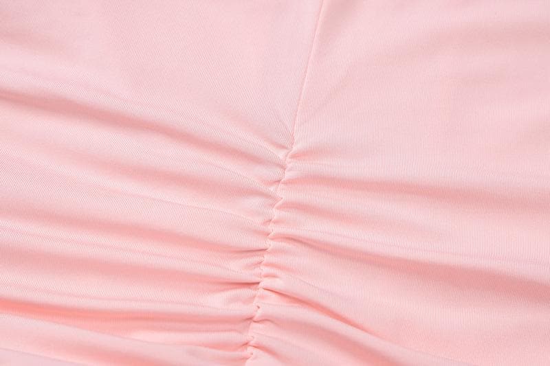 Ruffle high slit ruched hollow out cami cut out maxi dress