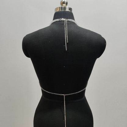 Halter hollow out beaded backless cut out top