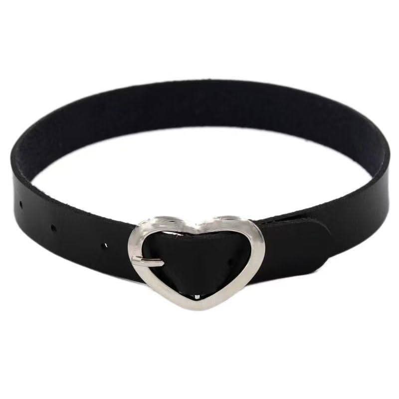PU leather rivet o ring metal chain necklace