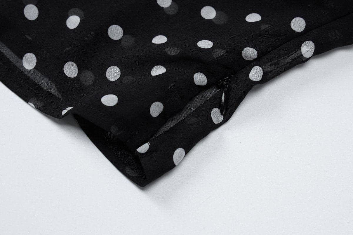 Halter polka dot ruffle knotted top