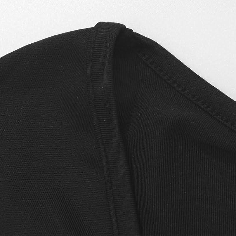 V neck long sleeve butterfly applique maxi dress