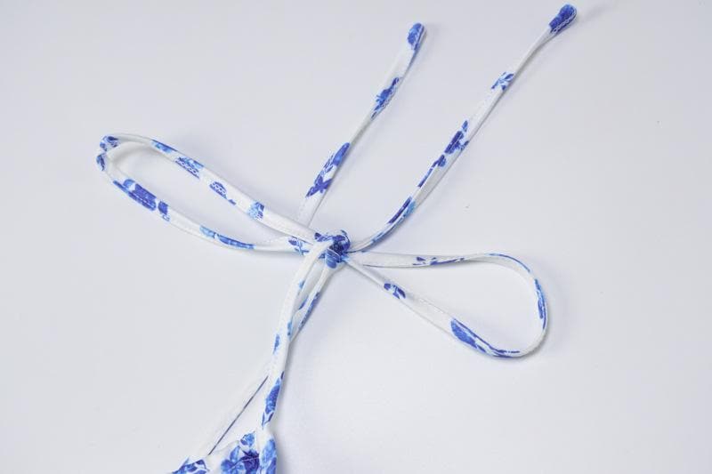 Flower print self tie backless mermaid hem maxi dress