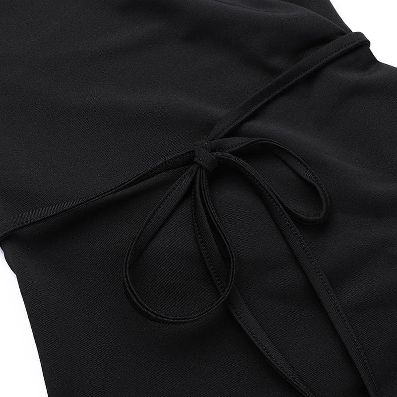 Short sleeve ruched self tie high slit maxi dress