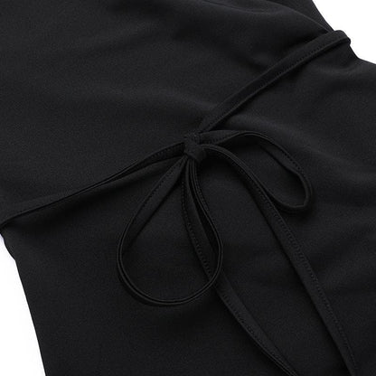 Short sleeve ruched self tie high slit maxi dress