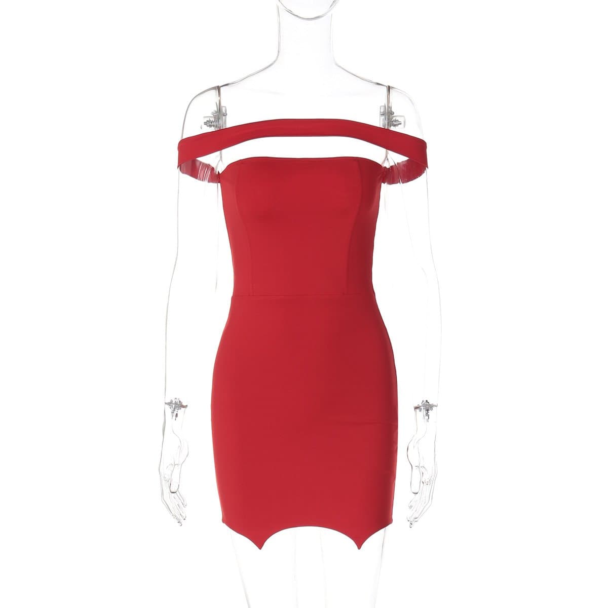 Off shoulder backless solid mini dress