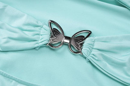 Halter metal butterfly hollow out cut out maxi dress