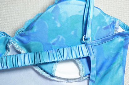 Sweetheart neck tie dye lace hem cami maxi dress