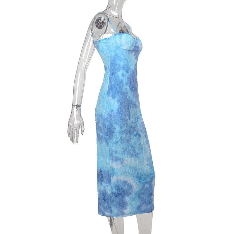 Tie dye backless cami midi dress