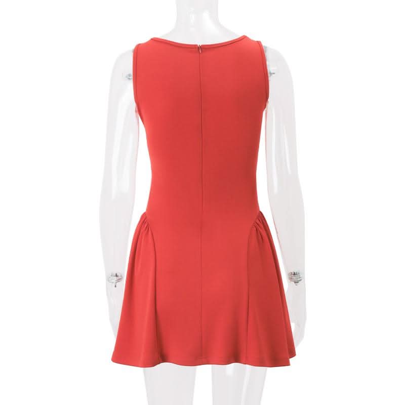 Square neck flower applique cami mini dress