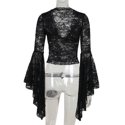 Long sleeve v neck lace top