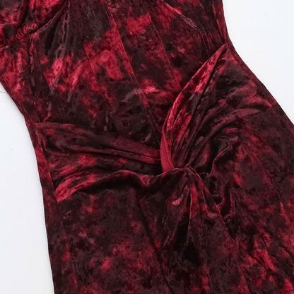 Ruched v neck zip-up print contrast cami maxi dress